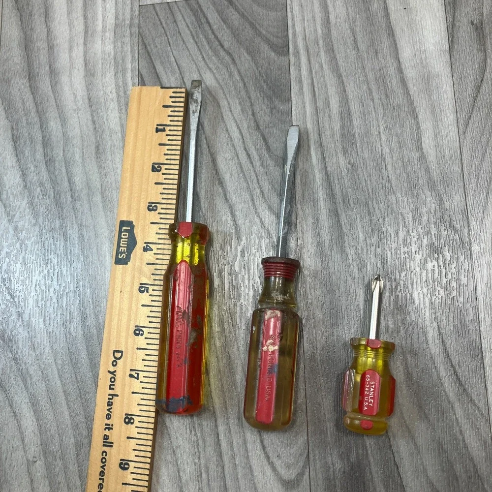 Lot of 3 Screwdrivers mac tools pnr4 Flat Head Craftsman Stanley‎